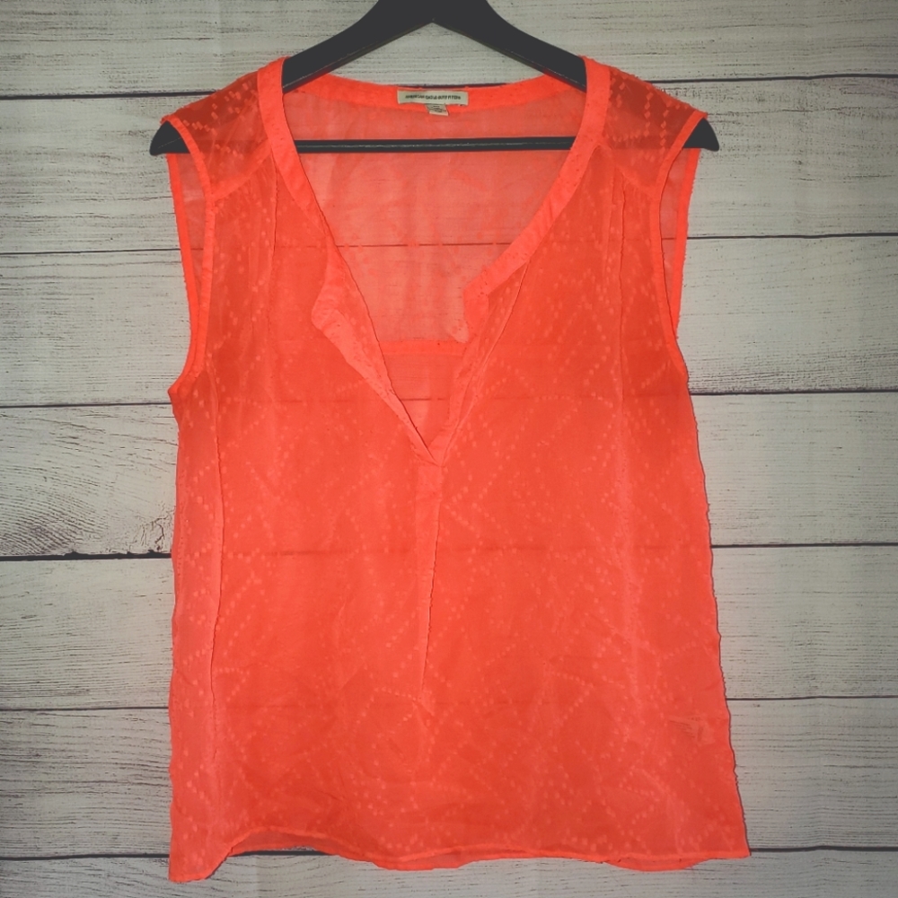 American Eagle Sheer Tank Top/Swim Cover-Up Top Size Small